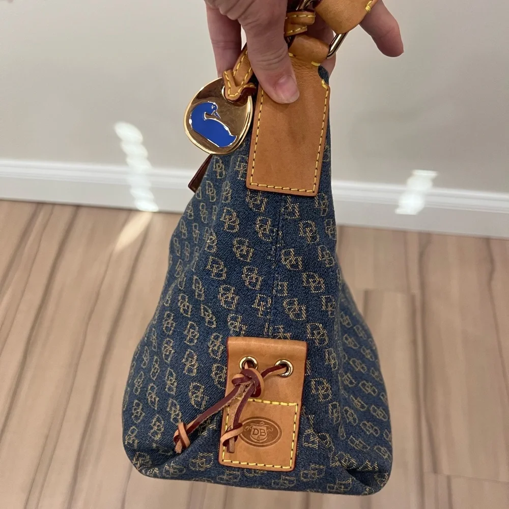 Dooney & Bourke Navy and Tan Shoulder Bag - Picture 1 of 14